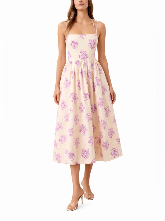 Jason Wu Dresses & Skirts - Jason Wu Floral Cotton Midi Dress Cream Lavender Size 8